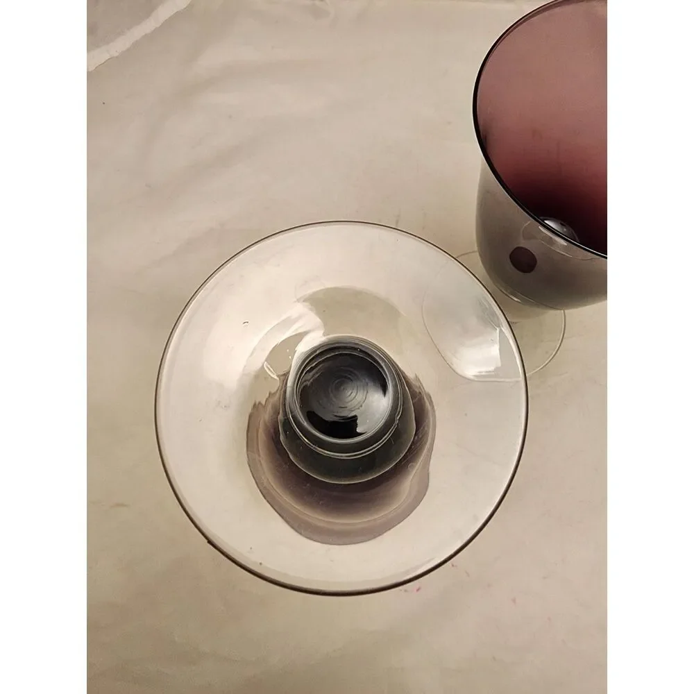 #7739 Amethyst Purple Wine Water Stem Glasses Pair